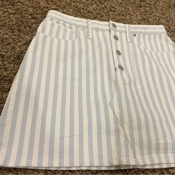Madewell Stretch A-Line Mini Skirt in Pompano Stripe: Button-Front size 28 - Picture 6 of 14
